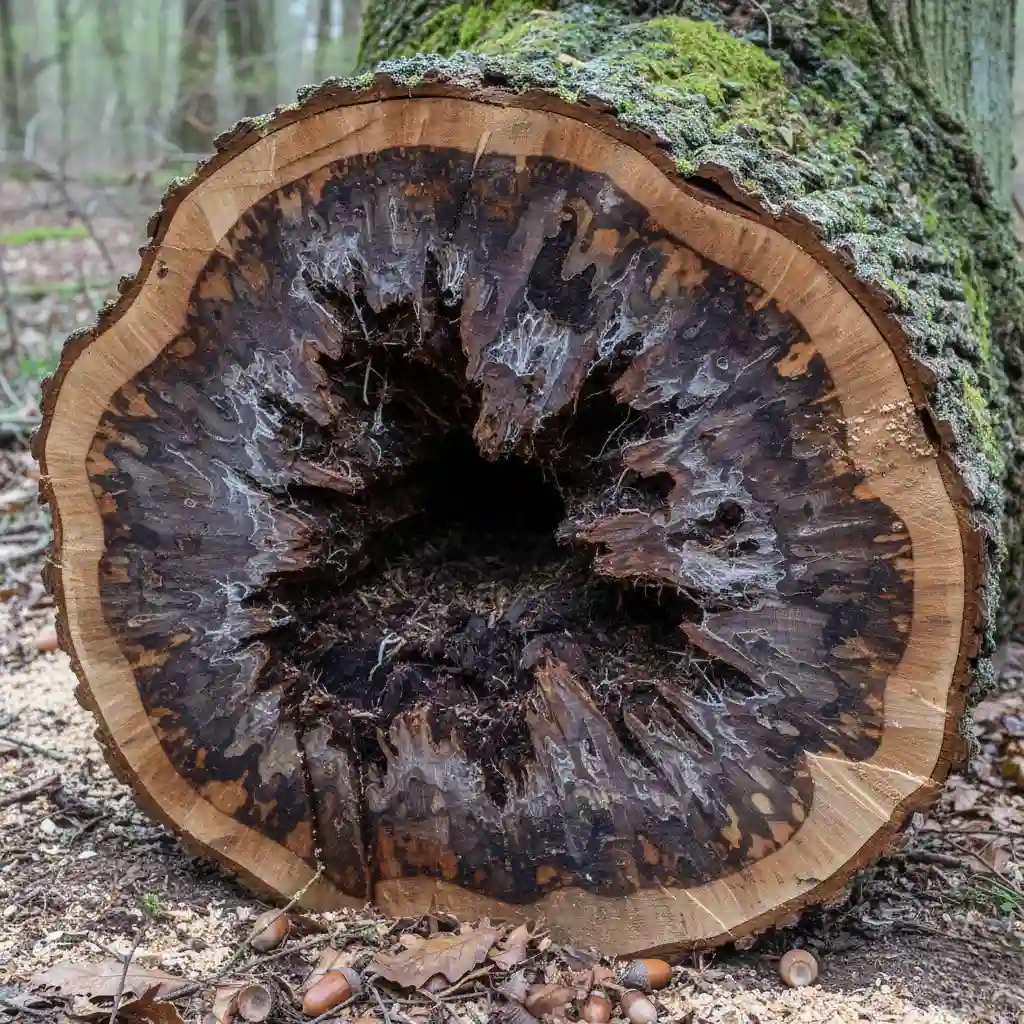 Cross section of a diseased tree showing hollow interior