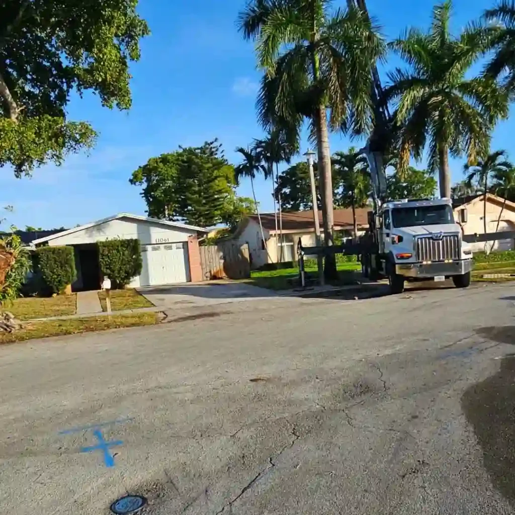 leaning or damaged tree