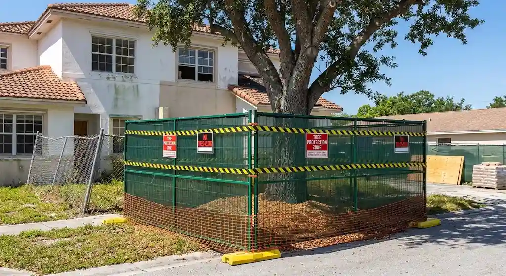 Tree protection measures preventing Code Violations at a Fort Lauderdale construction site