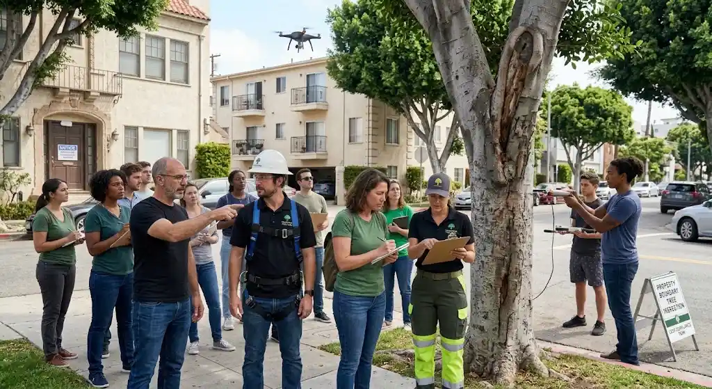 Professional tree assessment team helping a Hollywood property owner address Code Violations