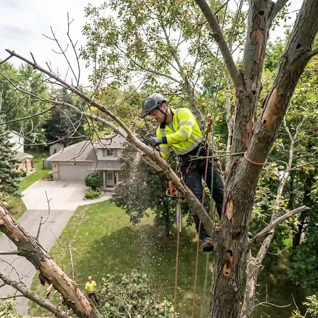 Professional pruning of branches affected by Emerald Ash Borer Damage